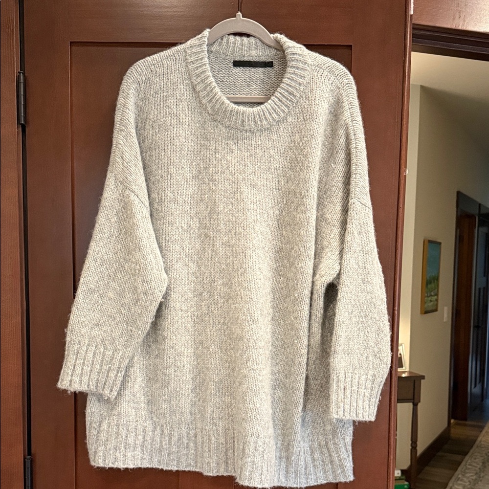 Jenni Kayne Oversized Crewneck Sweater in Heather Oatmeal